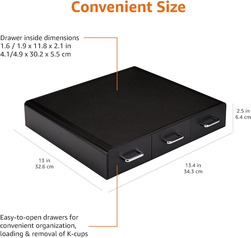 Sleek Black Coffee Pods Drawer - Store Up to 36 K-Cup Pods!